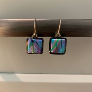 Handmade vintage iridescent dangly squares